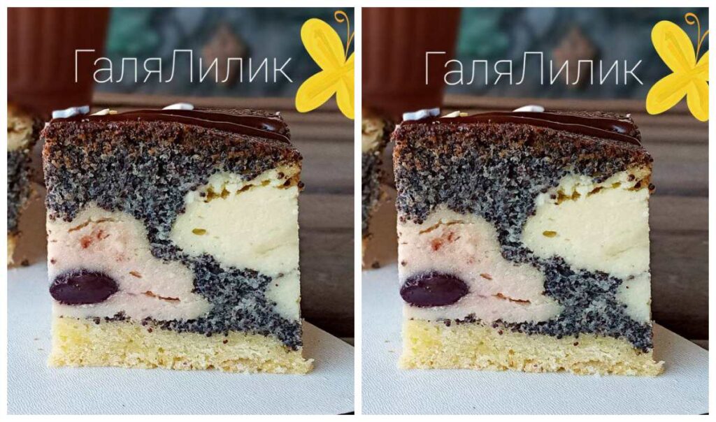 Сирник “Фантазія” з ванільною, маковою і вишневою масою