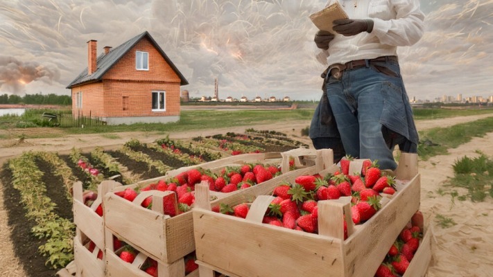 “В поле беремо аптечку і ховаємося у ямку”: як на березі Каховського водосховища під обстрілами вирощують полуницю (ВІДЕО)